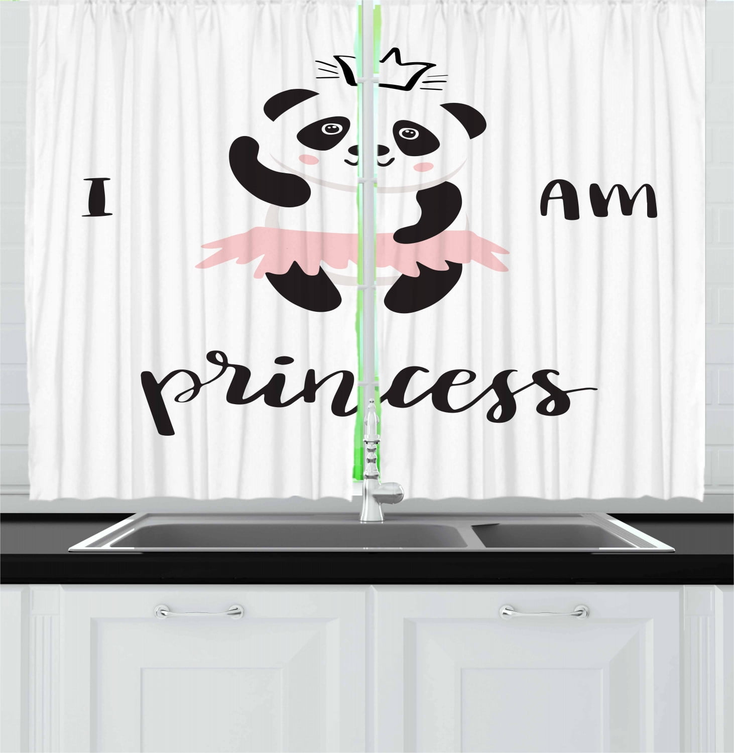 I Am A Princess Curtains 2 Panels Set Funny Ballerina Panda Bear