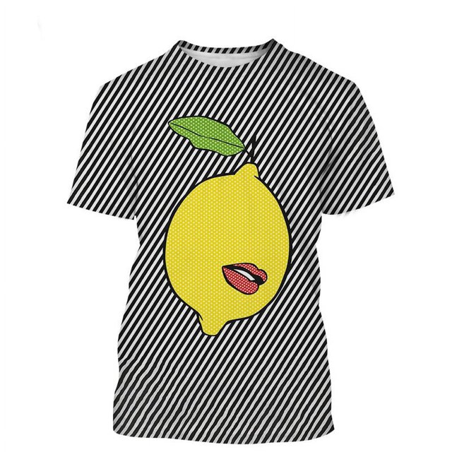 Mode Été Personnalité Amusant T-Shirts Graphiques Citron pour Hommes Décontracté harajuku Tendance Imprimé Col Rond Manches Courtes Mode Urbaine Tops
