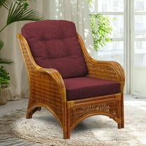 SK New Interiors Jam Lounge Armchair ECO Natural Rattan Wicker Handmade Design w/ Dark Brown Cushion, Colonial