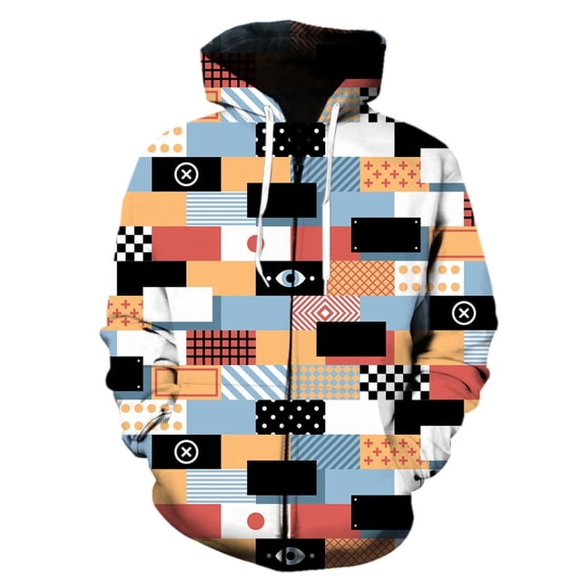 Sudadera con capucha y estampado 3D de grafiti geométrico para hombre y mujer, sudadera con cremallera, abrigos para niños y niñas, tops de otoño e invierno.