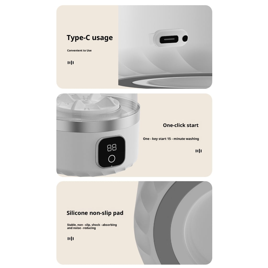 Zeiwohndc Underwear Washer Built in Battery Low Noise ABS Texture Travel Essential