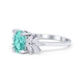 thumbnail image 3 of Art Deco Oval Ring Simulated Paraiba Tourmaline CZ 925 Sterling Silver Size 10, 3 of 5