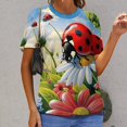thumbnail image 6 of Ladybug Floral Garden-6 Women's Short Sleeve Tops Casual Blouses T Shirt, 6 of 6