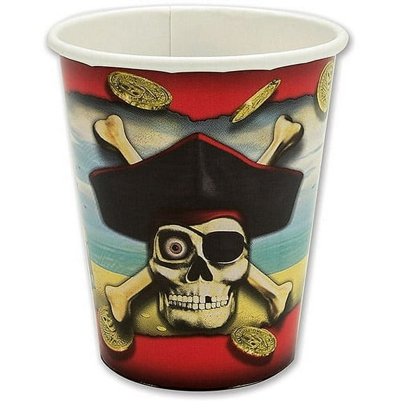Unique 25696 Pirates Bounty 9 oz. Paper Cups - 8 Count
