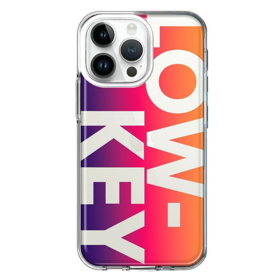 MUNDAZE Case for Apple iPhone 15 Pro Max Slim Hard Shell Soft TPU Hybrid Shockproof Heavy Duty Protective Phone Cover - Purple Pink Orange Clear Funny Text Quote Low Key