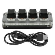Mini 4 Key Gaming Keyboard Mechanical Keypad Type C to USB Interface Programming Black with RGB Light QINAN
