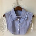thumbnail image 4 of Chemisier pour Femmes à Col Ras du Cou avec Revers Détachable, Faux Col, Blouse, Hauts, Rayé, 4 of 7