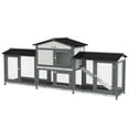 thumbnail image 2 of PawHut 90.5" Wooden Rabbit Hutch Bunny Cage with Double Side Run Boxes Gray, 2 of 9