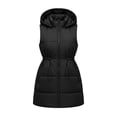 thumbnail image 5 of Levmjia Women's Hooded Vest Zip Up Quilted Padded Gilet Detachable Hood Drawstring Waist Sleeveless Outerwear with Pockets, 5 of 5