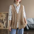 thumbnail image 2 of HBFAGFB Cardigan pour Femmes Gilet en Dentelle Col en V Ouvert Gilet Tendance Sans Manches Khaki Taille Unique, 2 of 5