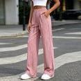 thumbnail image 5 of Khunlpohl Straight Legs Long Pants for Womens Drawstring Elastic High Waist Pant Lounge Loose Lightweight Trousers with Pockets, 5 of 7