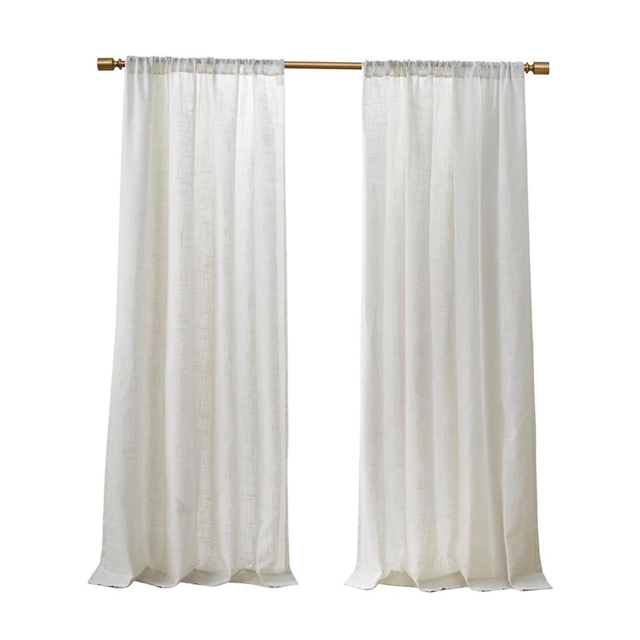 JERFIT White Linen Look Curtains 52x84 Inch Set of 2 Panels, Light Filtering Rod Pocket Drapes for Living Room Bedroom, Soft Textured Polyester Linen Blend, OEKO-TEX Certified