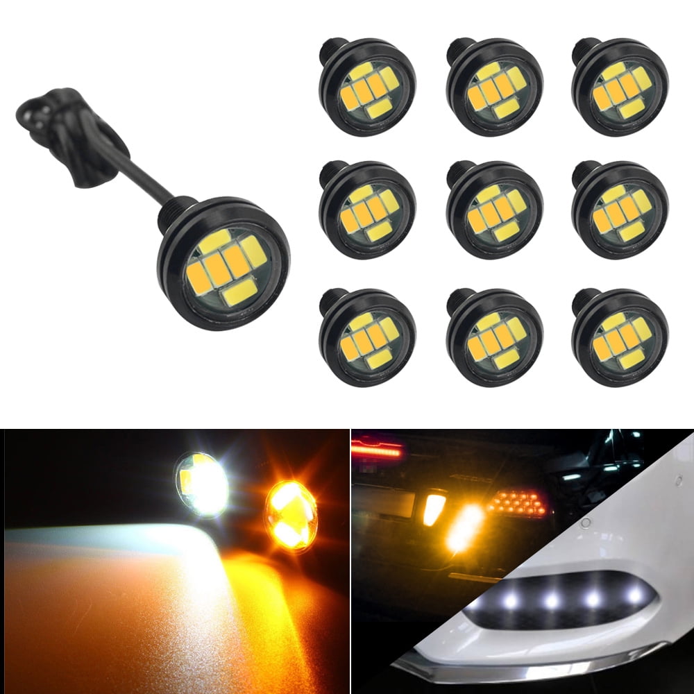 4PC 23mm Car Daytime Reverse Signal Bulbs 6000K Yellow Eagle Eye LED DRL Lights 
