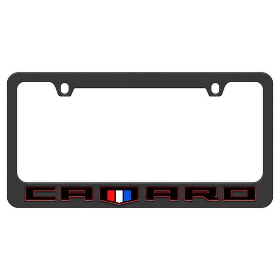Gen 6 Camaro License Plate Frame - Black with Badge Logo