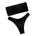 thumbnail image 3 of Generic Women's Two Piece Bandeau Swimsuit Sexy Ribbed Strapless Tube Bikini Top with Mid Waist Cheeky Thong Bathing Suit, 3 of 4