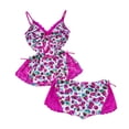 thumbnail image 1 of Gibobby Pijamas mujer calientitas Conjunto de pijama con tirantes para mujer Conjunto de pijama de encaje de estilo corto con pantalones cortos(Morado,G), 1 of 3