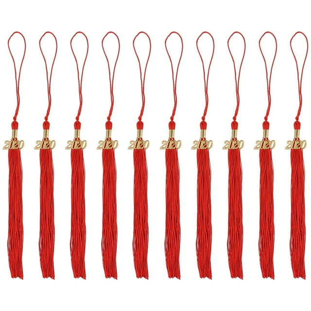 10Pcs Graduation Tassel 2020 Red/Gold Tassels Mini Tassels Bookmark Tassels for Graduation Hat or Jewelry Making, Red
