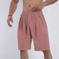 thumbnail image 2 of HAiming Mens Casual Shorts Summer Beach Linen Shorts Drawstring Elastic Waisted Loose Knee Length Pants with Pockets, 2 of 6