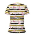 thumbnail image 5 of Wukai Gold Glittering Hearts and Flamingos Casual V-Neck Graphic Tees for Women: Lightweight and Breathable Summer Tops with Stylish Design-Medium, 5 of 8