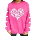 thumbnail image 5 of BLTIBY Valentine Shirts for Women Love Heart Printed Sweater Crewneck Long Sleeve Pullover Blouse Casual Fashion Valentines the Day Top Hot Pink L, 5 of 8