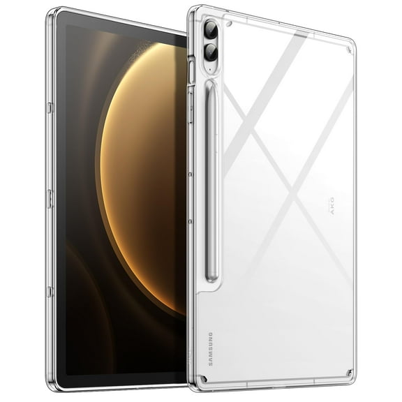 JETech Clear Case for Samsung Galaxy Tab S9 FE Plus 12.4-Inch, Anti-Yellowing Transparent Shockproof Slim Tablet Cover with Hard PC Back and Soft TPU Bumper, Support S Pen Wireless Charging (Clear)