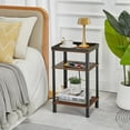 thumbnail image 4 of Side Table with Charging Station for Small Spaces, 3-Tier End Table with USB Ports & Power Outlets, Narrow End Table Bedside Table Nightstand with Metal Tabletop Tray Storage (Cherry), 4 of 11