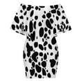 thumbnail image 6 of Dalmatian Print Women's Off The Shoulder Ruffles Summer Wedding Guest Loose Casual Party Beach Dress, 6 of 9