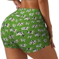 thumbnail image 2 of Xecao Cows With Calfs Green Print Workout Shorts for Women Soft Smooth Gym Yoga Scrunch Active Tennis Workout Running Shorts, 2 of 9