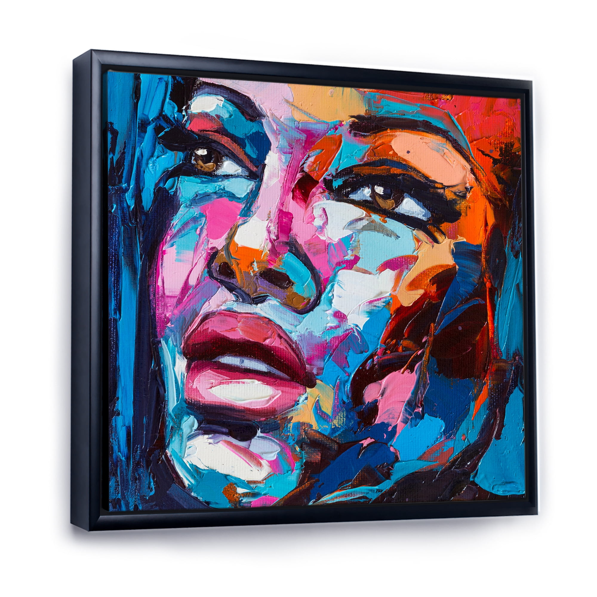 Designart 'Abstract Colorful Fantasy Portrait Of A Young Woman III' Modern Framed Canvas Wall Art Print