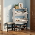 thumbnail image 2 of Ktaxon Farmhouse Shoe Cabinet w/ Bench, Entryway Shoe Storage Cabinet Shoe Rack Organizer for Hallway Bedroom Closet Living Room Home Apartment, White, 2 of 15