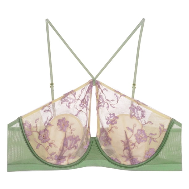 Brasier Sujetador de Cuello Colgante para Mujer, Fino, con Espalda Grande y Copas con Orejas de conejo Envolventes para Niña Extra Grande