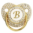 thumbnail image 4 of Chupete Baby Bling con clip dorado y letra curvada con funda antipolvo para recién nacidos (letra B), 4 of 14
