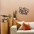 thumbnail image 2 of Decoración de pared de metal con diseño floral en forma de panal, decoración de pared negra, silueta de arte de pared, 2 of 7