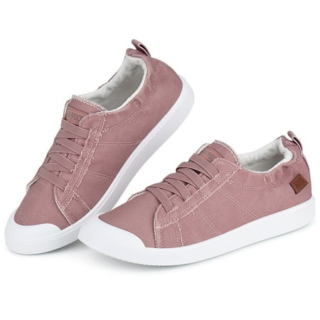 

Women Ladies Canvas Sneakers Low Top Loafers Shoes Lace-Up Fashion Walking Shoes