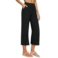 thumbnail image 3 of Women's High Waisted Three Quarter Cotton Linen Pants Solid Color Casual, 3 of 9