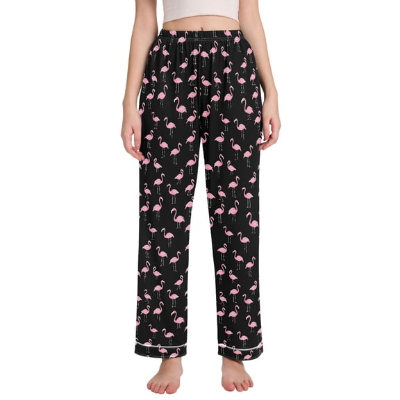 joogoo Women Flamingo Black-h1 Pajamas Pants Lounge Bottoms Pjs with Pockets M