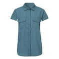 thumbnail image 2 of JGQJGAK Blue Button Down Shirts for Women Casual Solid Short Sleeve Turn Down Collar Button-Up Shirt with Pockets XL, 2 of 4