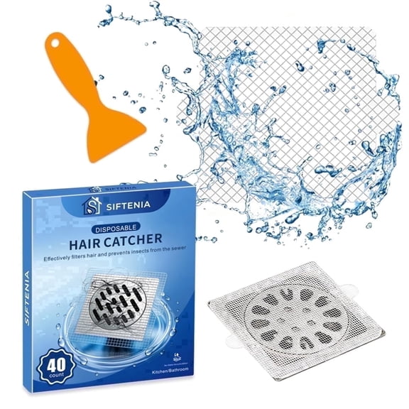Siftenia Disposable Shower Drain Hair Catcher Mesh Stickers, 40-Pack, 4.15" Mesh Drain Cover, for Shower/Bathtub/Bathroom