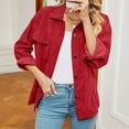thumbnail image 6 of Njoeus Women Corduroy Button Up Collared Shirt Jacket Solid Color Casual Long Sleeve Blouses Tops S-XXL, 6 of 8