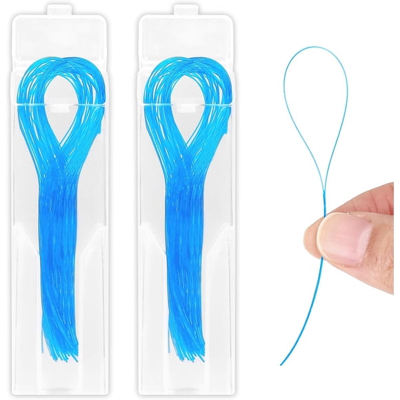 100 PCS Floss Threaders, Deep Clean Dental Floss Threader for Braces, Bridges and Implants Multifunctional Floss Aids, Nylon Loop Design (Pack of 2, Blue)