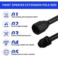 thumbnail image 4 of HUGFEGWE Robust Stainless Steel Sprayer Extension Wand Easy to Install for Exterior Coatings, 2PCS G7/8 Spray Extension Rod Set for Bridge Repairs (Black) CJB91-50312, 4 of 9