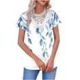 thumbnail image 2 of Women's Short Sleeve V-Neck Button-Down Top, Casual Polyester Blouse for Spring and Summer, Regular Fit Printed Shirt, 2 of 5