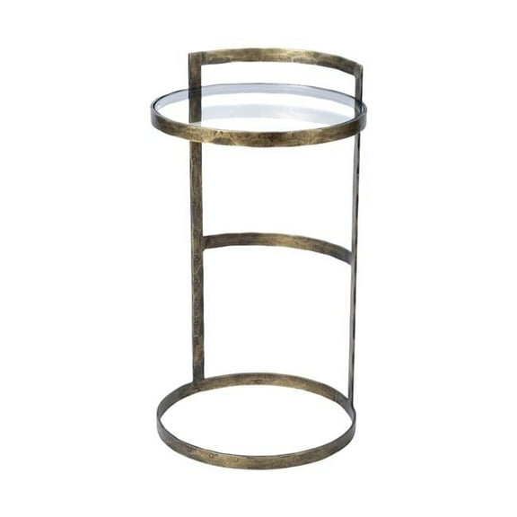 Round Glass Top Accent Table with Gold Metal Frame