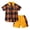 Orange, variant on Sopiago Boys Clothes Shorts Sets Plaid Short Sleeve Hooded Button Shirt and Jogger Shorts for Kids Summer Outfits Orange,5-6 Years