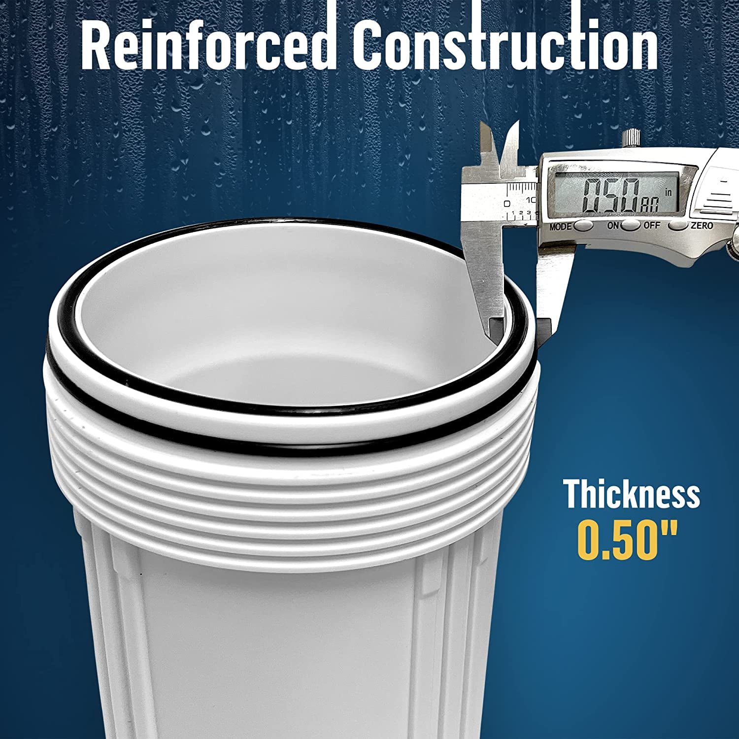 High Capacity 20 x 4.5” Whole House Filter Purifier System for Well or City Water, Presser Relief Button, 1” NPT Brass Port, Double O-ring, Meets NSF Standards & Regulations (White, 2 Sets)