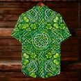 thumbnail image 6 of Hawaiian Shirt for Men Oversized St Patricks Irish Green Clover Shamrocks Printed Lapel Button Down Shirts Summer Collared Beach T Shirts Top, 6 of 8