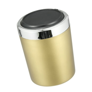 Unique Bargains Universal Car Ashtray Trash Can Cigarette Cylinder with Lid LED Light Portable Detachable Gold Tone
