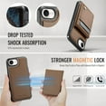thumbnail image 3 of Magnetic 2 in 1 Detachable for iPhone 16e, Case with Card Holder, for Women Men PU Leather RFID Blocking Flip Kickstand Credit Slots Slim Phone Cover for iPhone 16e, Brown, 3 of 12