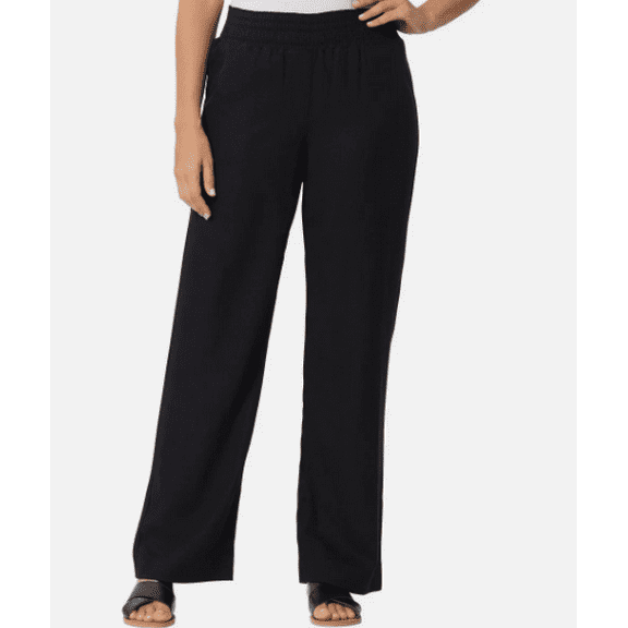 Briggs Women's Linen Blend Pull On Pants Black Large