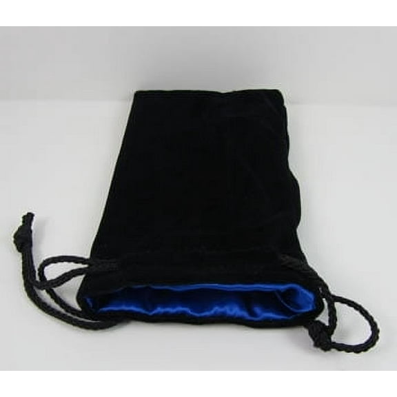Koplow Games 5"x8" Black Velvet Dice Bag - Blue Lining